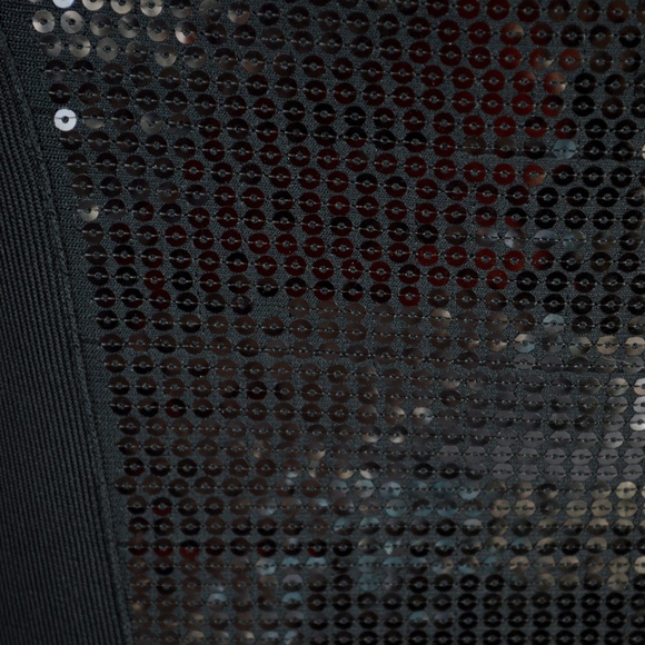 BEBE Black Sequin Bodycon Knit Bandage Bodycon Mini Party Dress Size XS - Picture 5 of 9